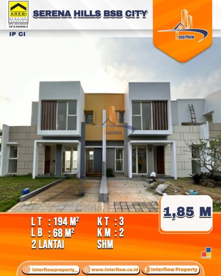 Rumah 2 lantai dijual di BSB City Semarang dengan 3 kamar tidur, 2 kamar mandi, SHM, dan luas tanah 194 m².